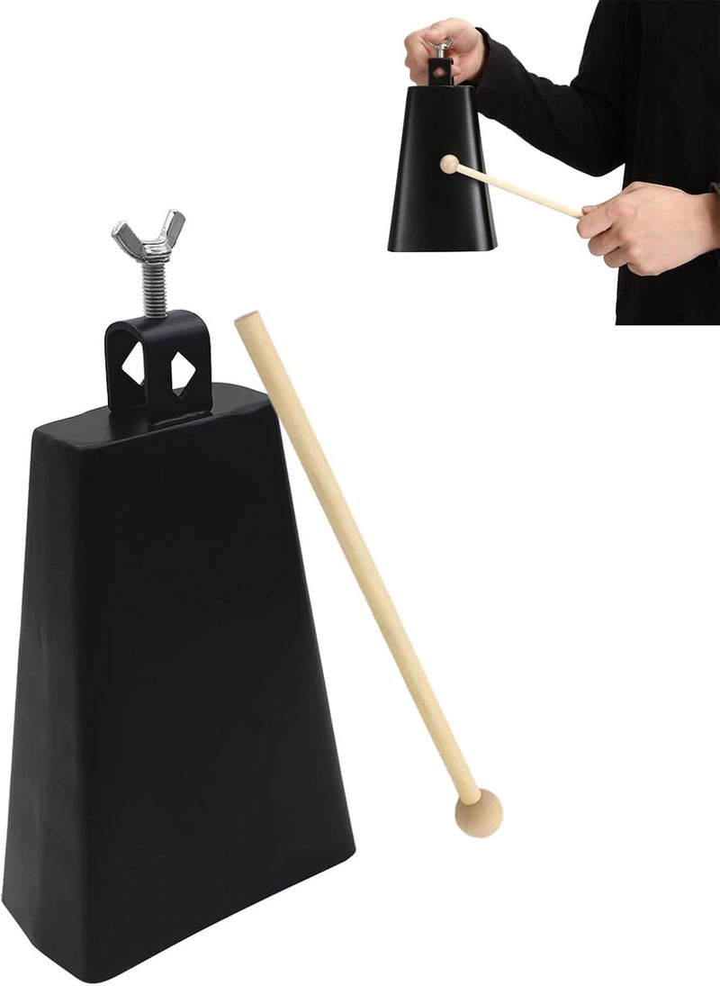 REMAGIC Metal Iron Cowbell, Steel Cow Bells Large Noise Makers Hand Percussion Music Cow bell with Stick and Handle for Drum Set, Instrument Cowbell for School, Sporting Events, Concert, Wedding (6 inch) - Image 1